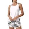 Women’s Two Piece Tankini Set with Tropical Print Sleeveless Top and Swim Shorts for Beach or Pool Activities