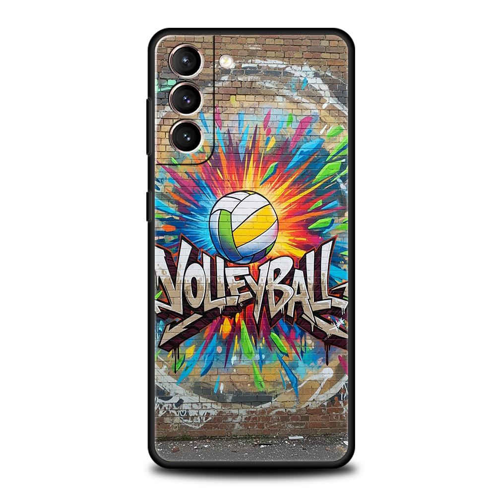 Volleyball Painted Phone Case for Samsung Galaxy S25 S24 S23 S22 S20 S21 FE Ultra S10 S10E Plus S25 Edge 5G Soft TPU Cover Capas