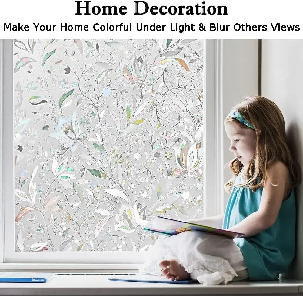 Window Film, Decorative Window Privacy Film, 3D Stained Glass Window Sticker,Anti-UV Sun Blocker Heat Control for Home
