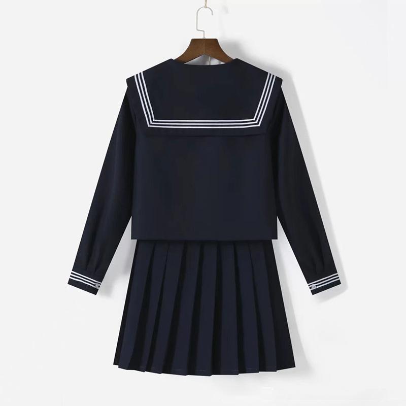 Authentic Navy & White Japanese JK Uniform Sailor Suit with Pleated Skirt