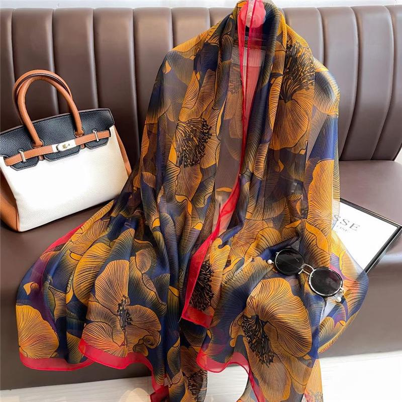 New Silk Beach Stoles Women Hijab Scarf Sunscreen Shawl Wraps Ladies Scarves Foulard Beach Stoles Female Bandana Echarpe