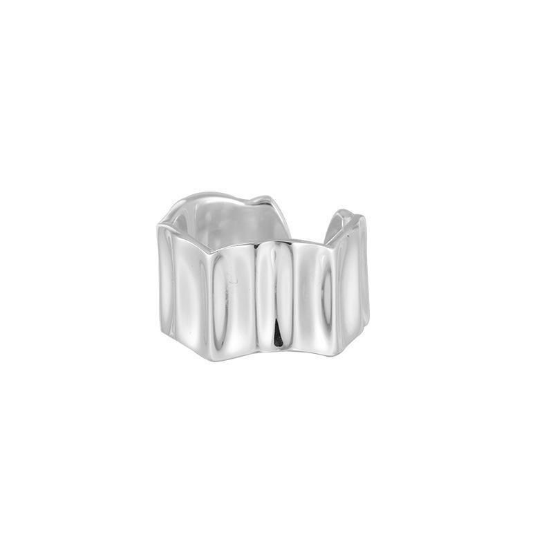 Retro Geometric Hollow Square Ring for Women - Adjustable Irregular Concave-Convex Design, Hip Hop Style Index Finger Ring. Open Adjustable