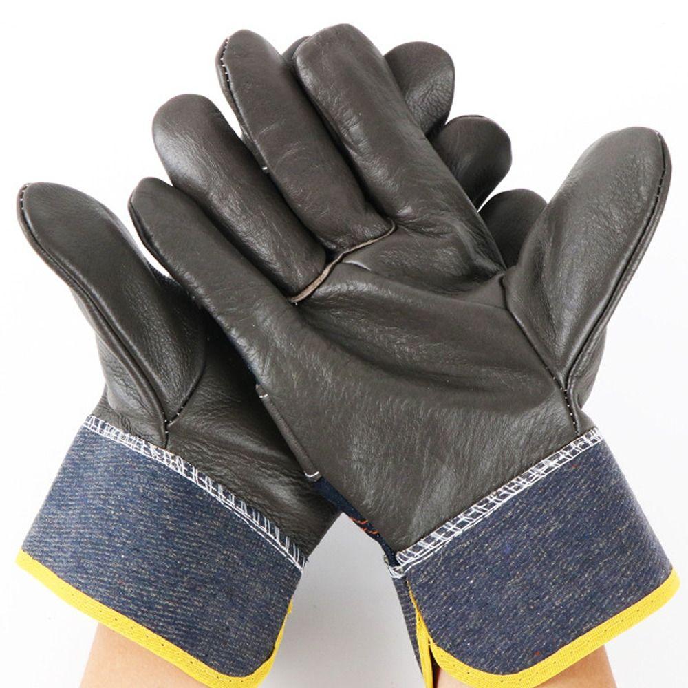 1 Pair Thickened Cowhide Welding Gloves Labor Protection Welder Gloves Metalworking Gardening