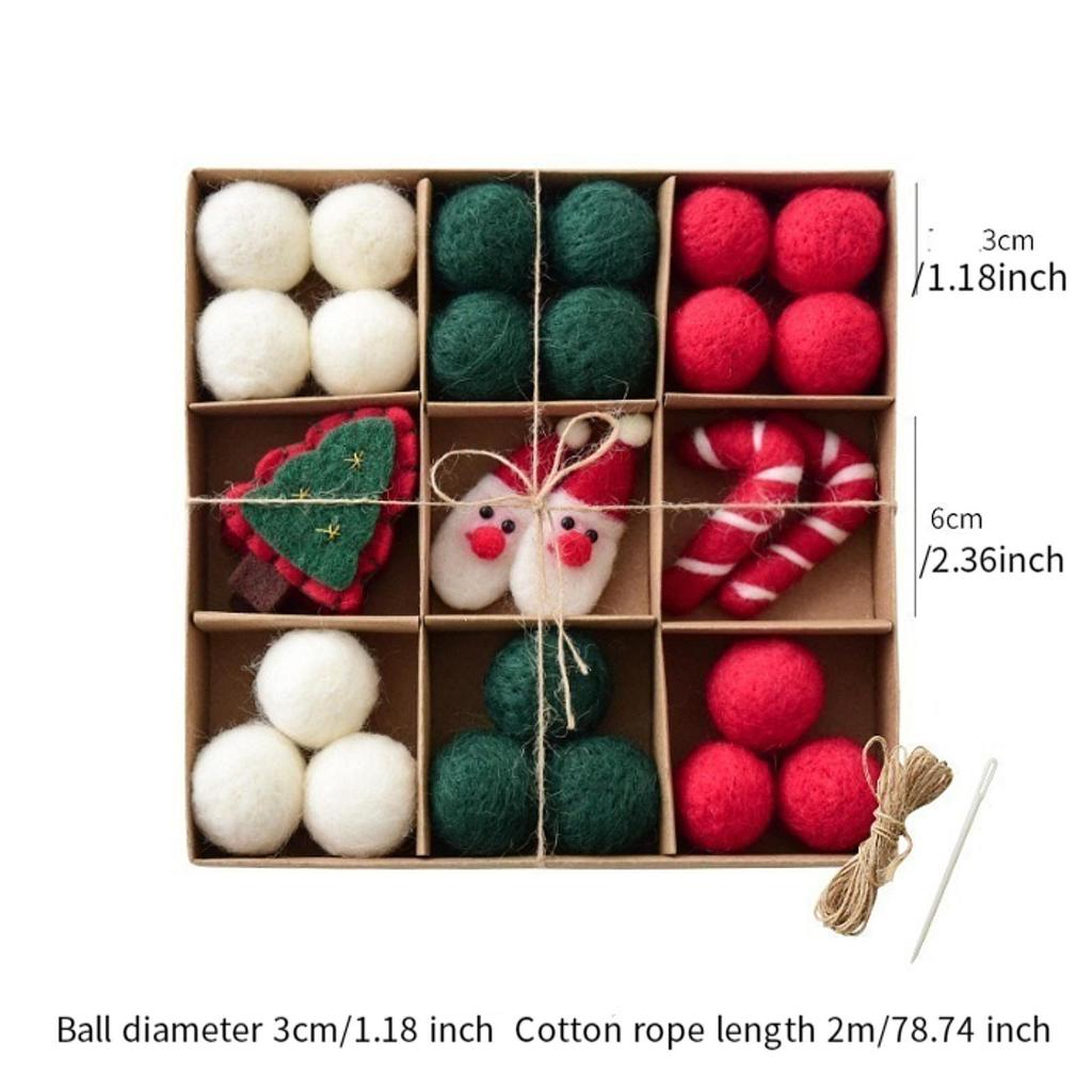 DIY Christmas Felt Ball Garland Set Cute Pom Pom Garland Christmas Ornaments for Wall Holiday Fireplace Living Room New Year