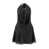 Women Summer Backless Short Deep V-neck Dress With The Neck Tie Party Short Dress