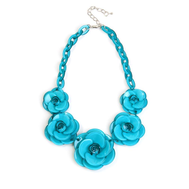 Bohemian Acrylic Flower Necklace - Colorful Rose Sweater Chain