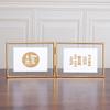 Foldable 3/2 Panel Gold Plated Photo Frame, Double Sided Clear Glass Desktop Display Stand, Photo Frame for 5/6/7/8 Inch Photos
