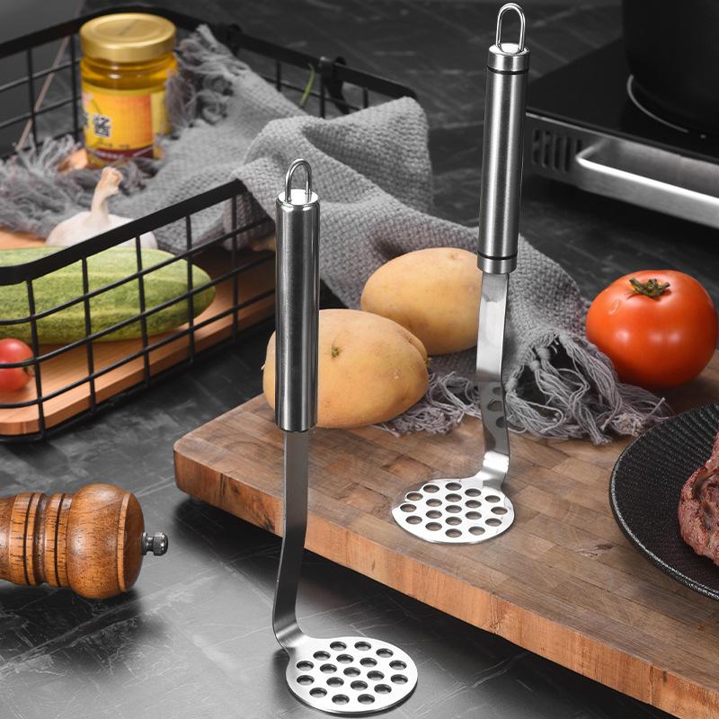 304 Stainless Steel Round Tube Handle Potato Press, Sweet Potato Pumpkin Press, Kitchen Small Tool, Tamper