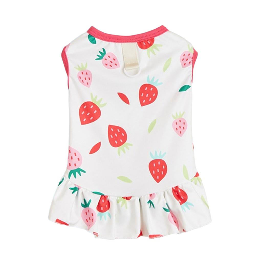 Cute Print Skirt for Small Dogs Sweet Cats Dogs Dress Summer Spring Small Dogs Traction Rings Comfortable Dogs Skirt