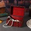 Retro Wooden Desktop Storage Box with Lockable Password - Treasure Chest Photography Prop