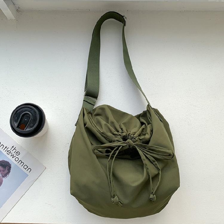 Drawstring Crossbody Shoulder Bag Simple Fashion Bag Versatile Bag Nylon Bags