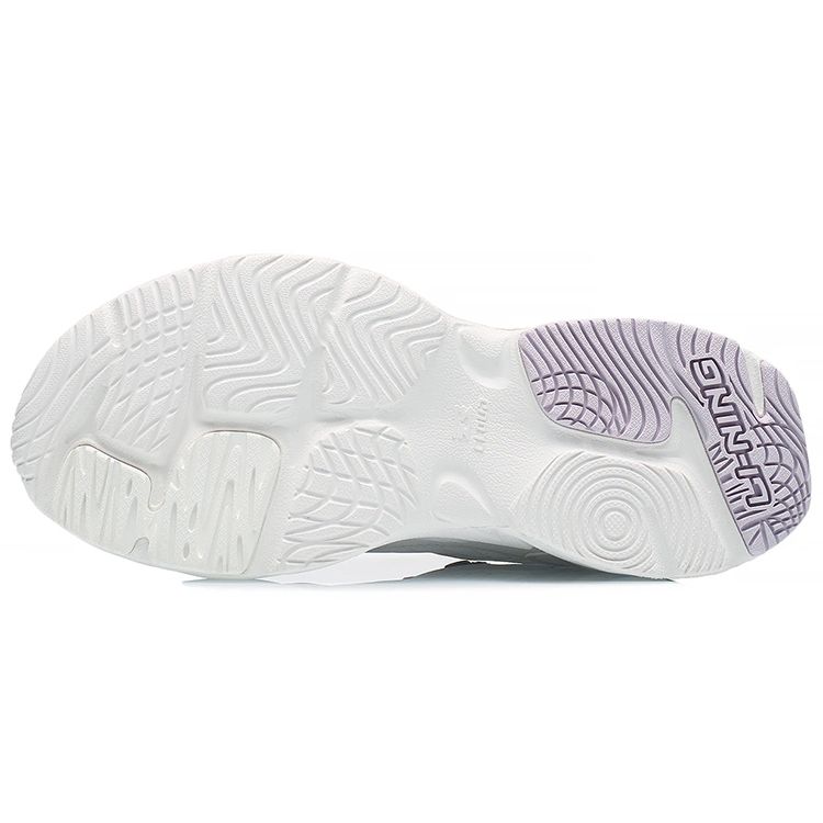 Li-Ning Non-Slip Wear-Resistant Low-Top Sports Casual Shoes Women Sneakers White Purple AGCS436-2