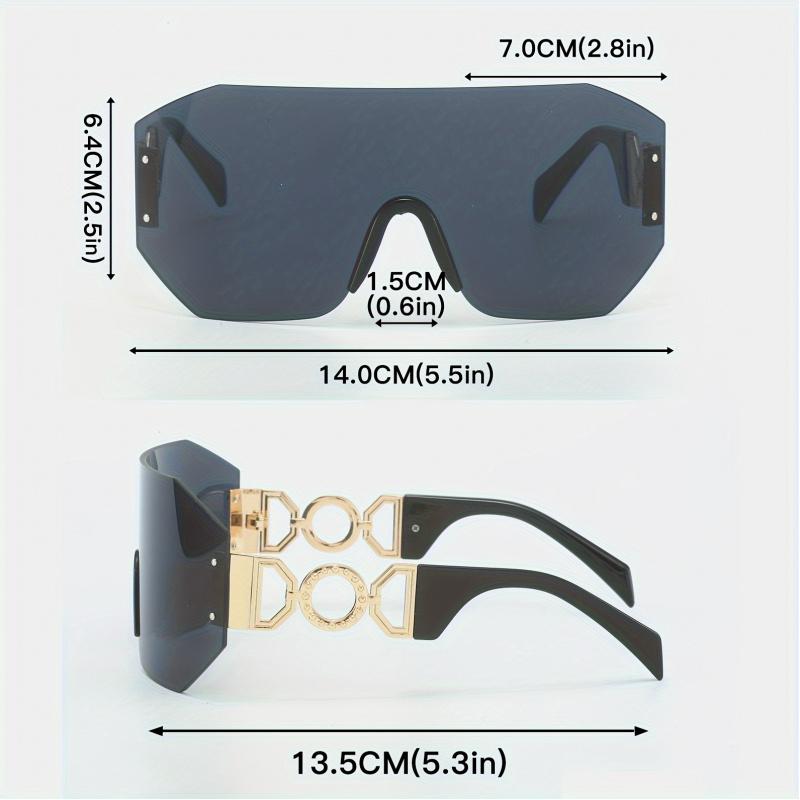 1 Oversized Rimless Rectangular Fashion Sunglasses - Y2K Luxury Classic Gradient Lens, Composite Frame, Ideal for Travel Fashion