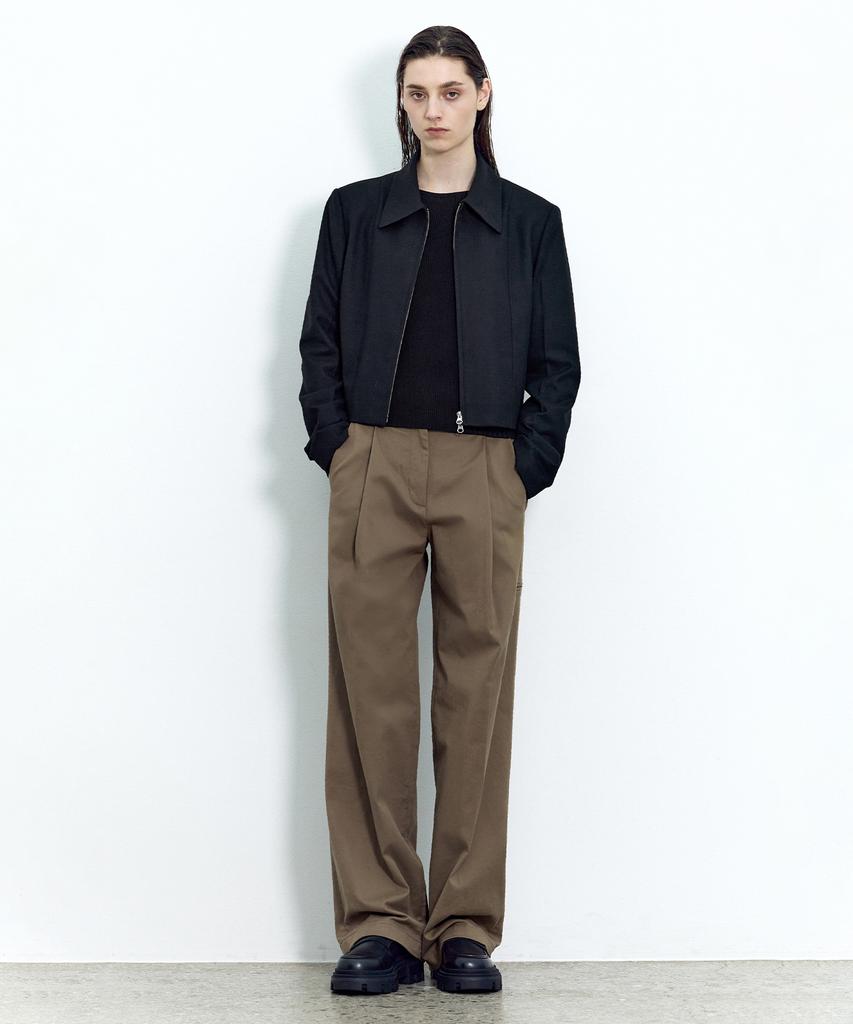 INSILENCE WOMEN Wide Chino Pants Olive Beige