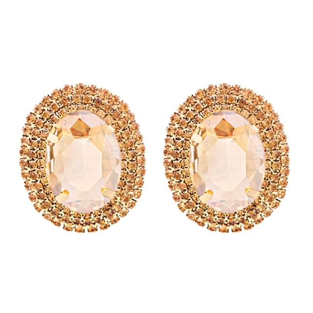 Новые цветные овальные серьги из кристаллов, высококачественные круглые серьги-подвески ручной работы со стразами, ювелирные аксессуары для женщин, серьги-кольца бежевый