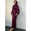Elenor Waist Tied Satin Hijab Dress Red