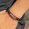 Bohemian Black Beads Men Bracelet Retro Brown Wood Pipe Bracelet Hip Hop Party Jewelry INS Trend Accessories