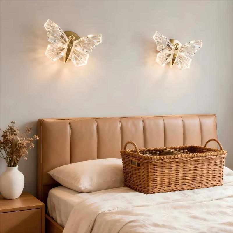 Light Luxury LED Butterfly Wall Lamp Dimmable Rotatable for Bedroom Bedside Aisle Villa Home Decor Free Shipping