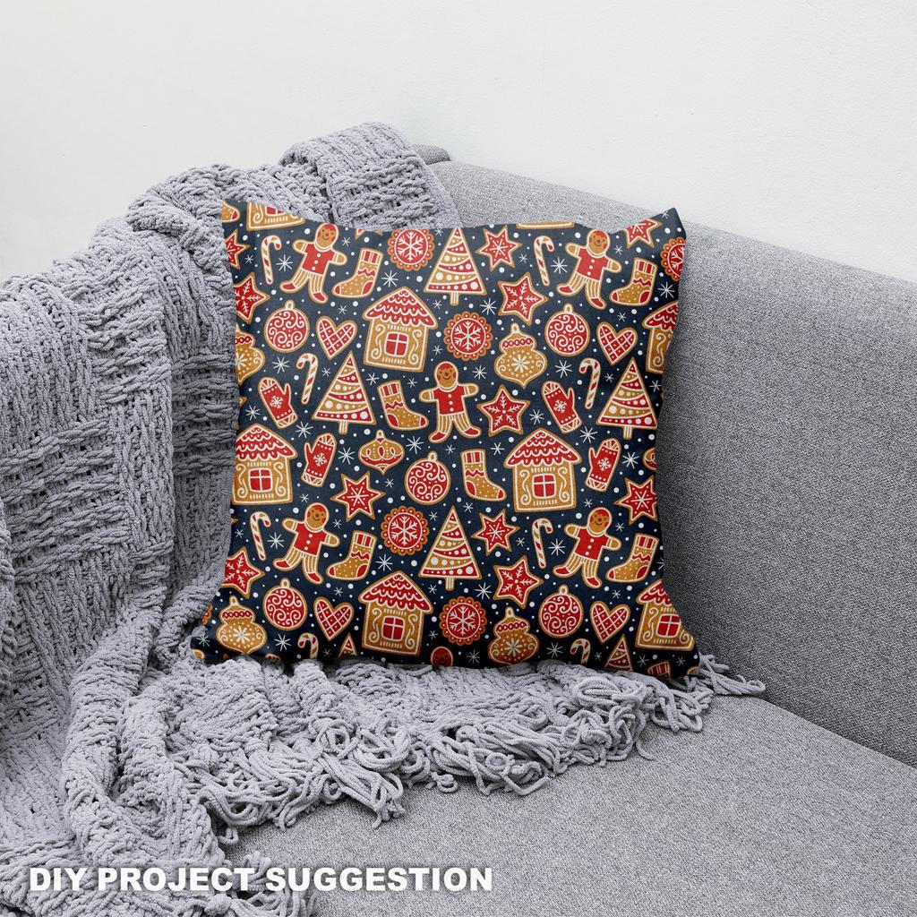 Royal Samt Stoff Polyester Zum Nähen - Motiv Weihnachtslebkuchen