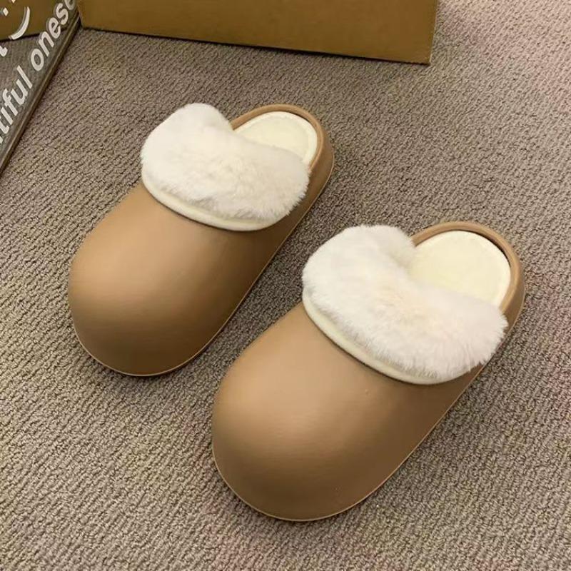 Modische wasserdichte Baumwollpantoffeln für Damen Winter 2024 Outdoor dicksohlige und hochgezogene Zehen Baumwollpantoffeln für Damen zu Hause