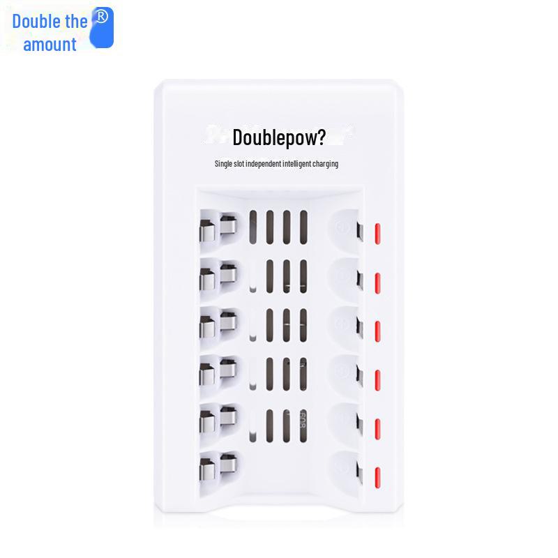 Smart Double Battery Charger No. 5/7: 6-Slot 1.2V AA Rechargeable Battery Charger with Adaptive Lighting