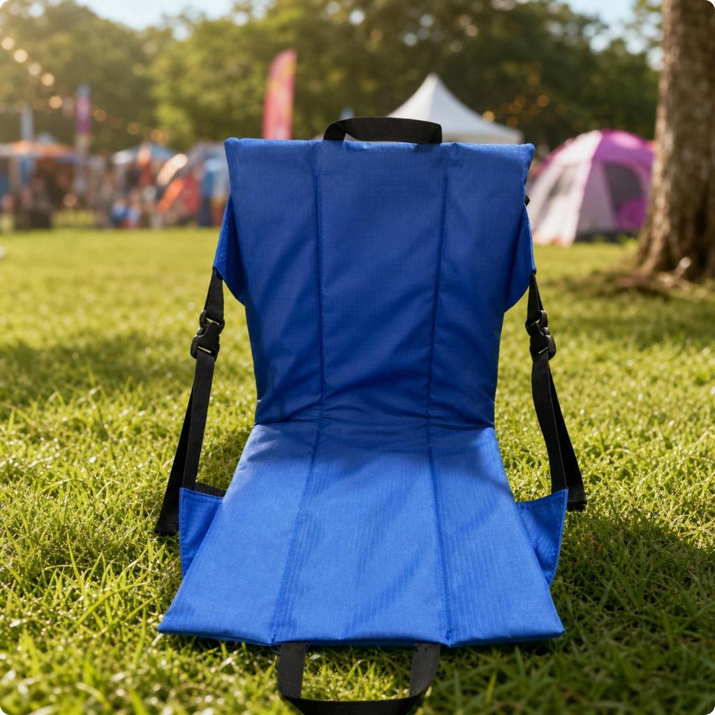 Portable Foldable Floor Chair | Convenient Top Carry Handle, Padded with Back Support,