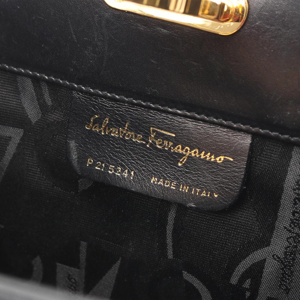 Used Salvatore Ferragamo Gancini Shoulder Bag leather Black Used Women