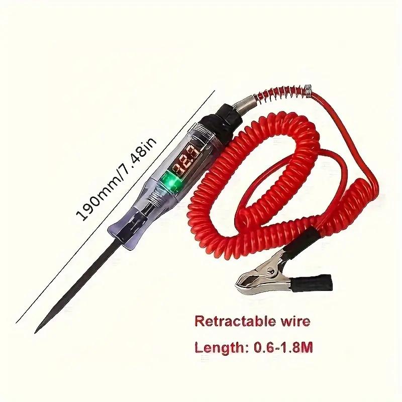 6V 12V 24V DC Auto Lkw Spannung Circuit-Tester Digital Display Lange Sonde Stift Glühbirne Automobil diagnose Werkzeuge Auto Reparatur