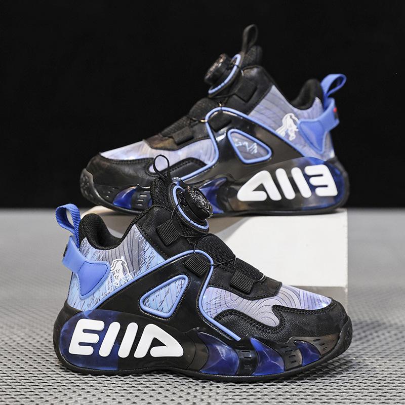 Boys and Girls Sneakers Spring and Autumn Children's Knob Youth Running Basketball Shoes Versatile Trend Boys Leather Basketball Shoes