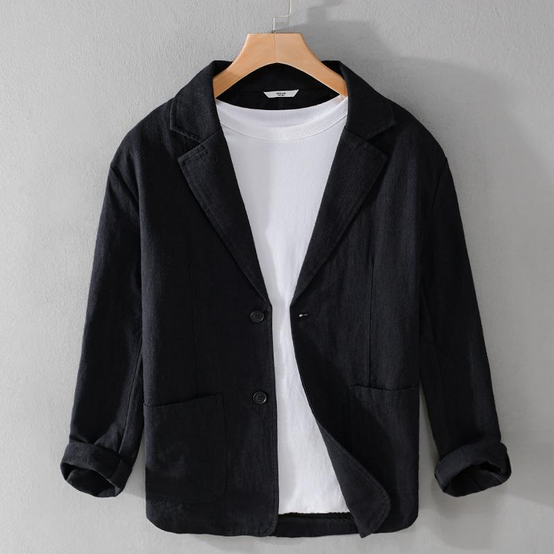 Men's Striped Short-Sleeve Casual Linen Suit for Spring & Autumn - Youthful, Handsome, and Popular (Model Y803)