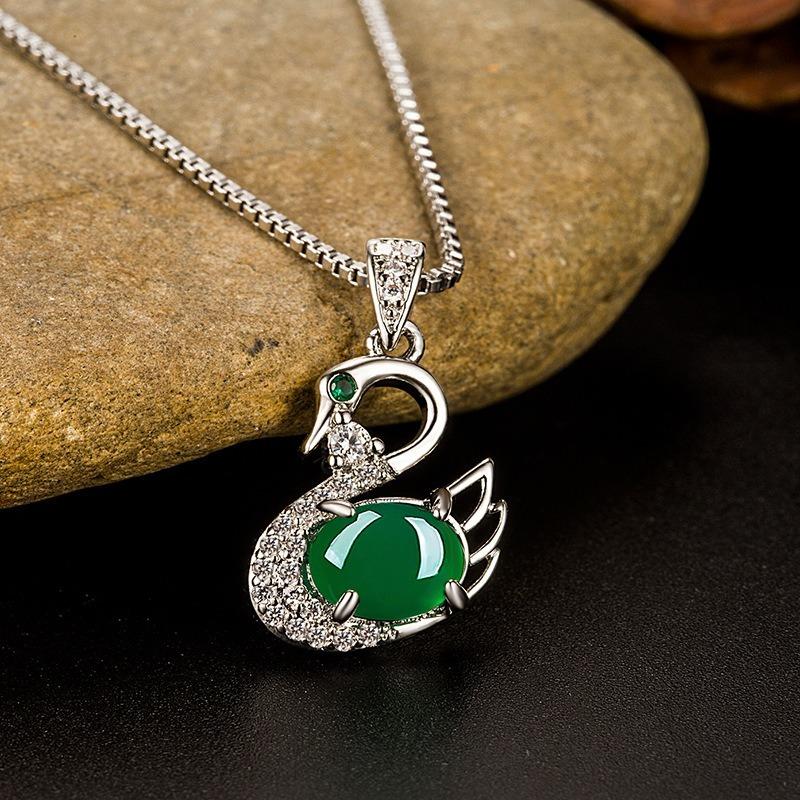 SACE GEMS Classic Copper Alloy Zircon Women The Swan Pendant Necklace Fashion Gift