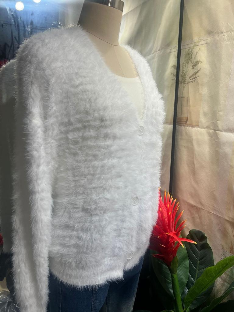 Imitation mink knitted sweater cardigan Europe and America 2024 autumn and winter lazy loose long-sleeved V-neck sweater jacket women