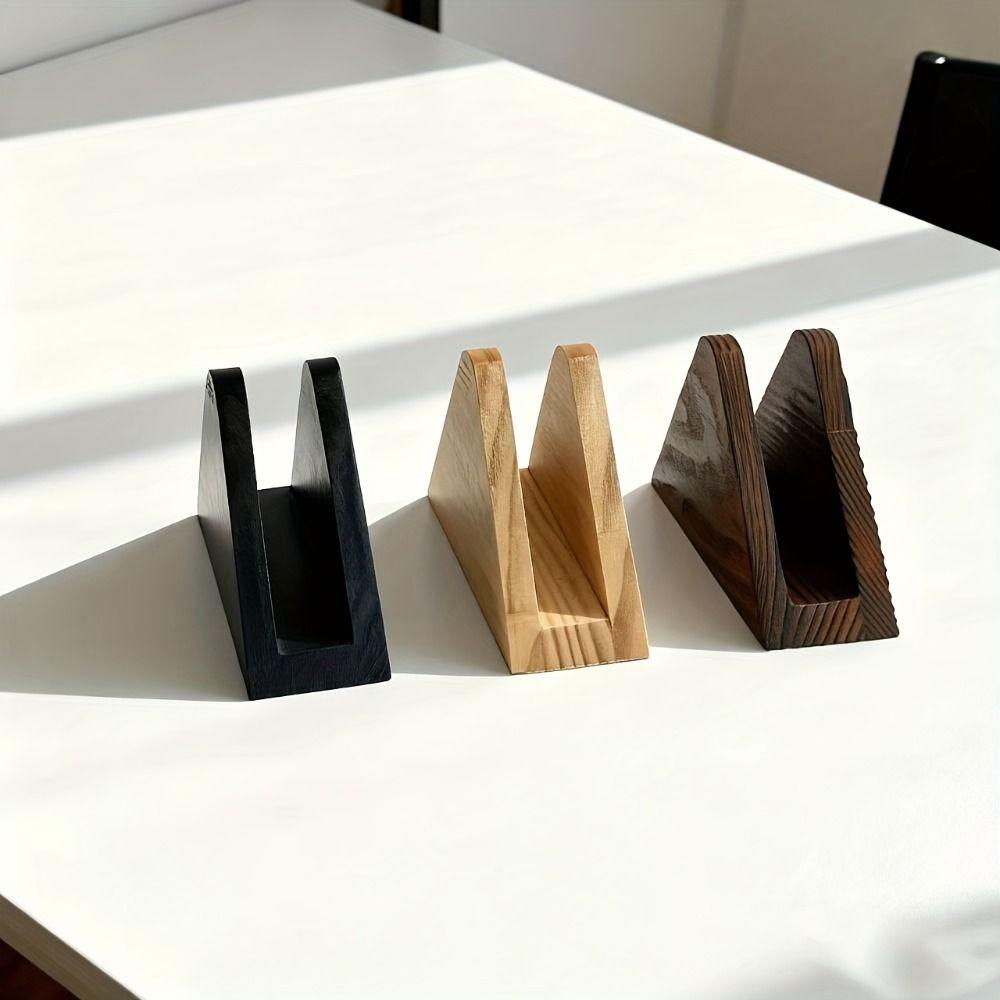 Elegante Portatovaglioli in Legno Fondo Antiscivolo Rastrelliera Verticale per Conservazione Carta Ristoranti