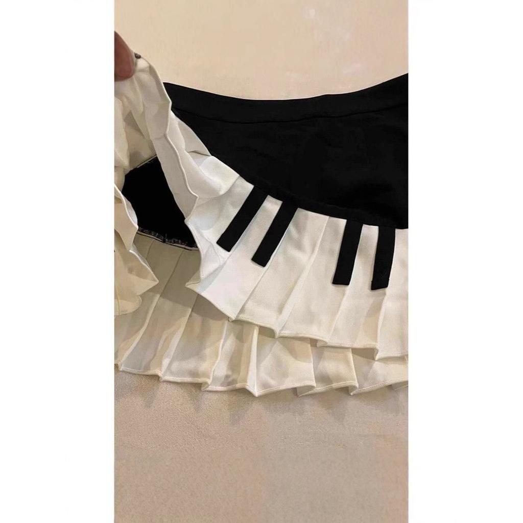 Retro black and white piano new sense art skirt summer new small versatile short skirt