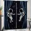 2PCS astronaut printed curtains   pole bag polyester material design   bedroom   home decoration