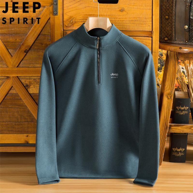 JEEP SPIRIT Men's Half-Zip Stand-Collar Pullover Sweatshirt