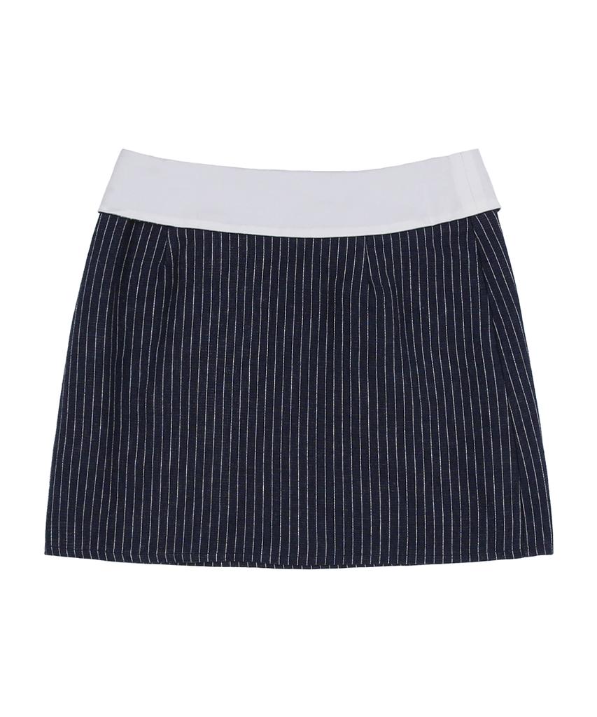 Fancy Club [Nf] Striped Layered Mini Skirt (Navy)_F23Qd833
