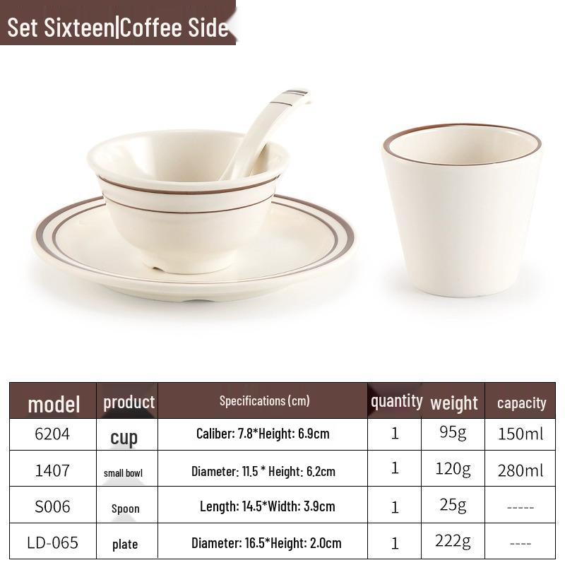 Melamine Four-Piece Table Set: Imitation Porcelain Plastic Bowls & Plates for Restaurants and Hotels