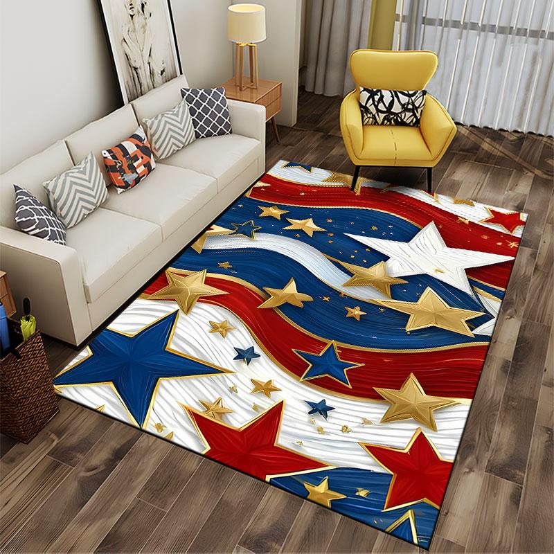 Patriotic Stars and Stripes Carpet Suitable As a Non-slip Mat for the Living Room or Bedroom Sofa