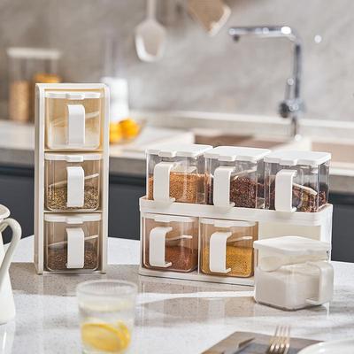 סט אחסון תבלינים למטבח: מיכלי מלח ו-MSG עם צנצנות תיבול