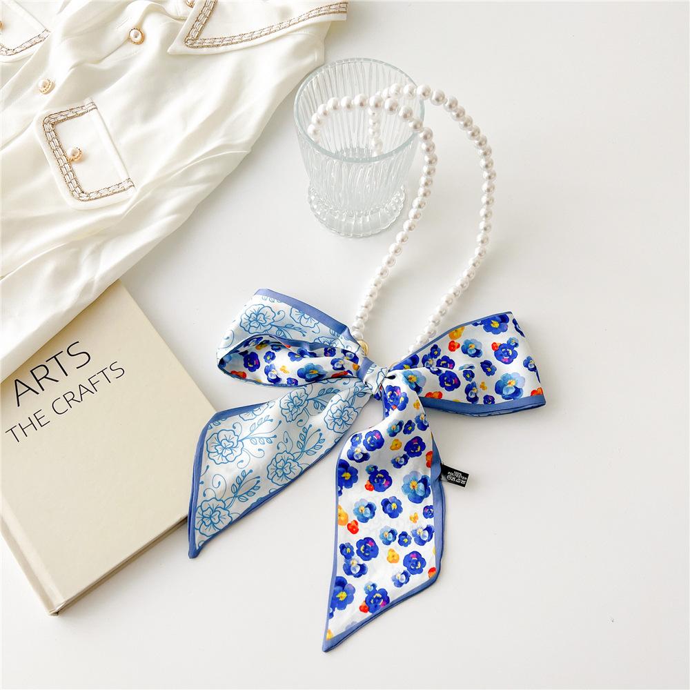 Decorative Simple Texture Silk Scarf Women'S New Style Spring And Autumn Summer Fashion Versatile Headscarf Work Scarf