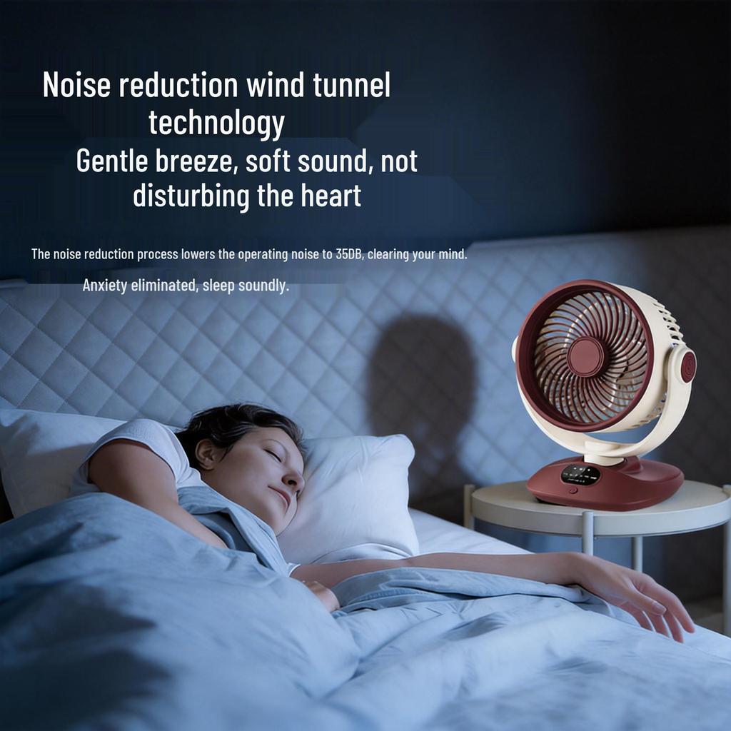 Eslite 6" USB Desk Fan with Auto Oscillation, LED Display, Rechargeable, Strong Wind