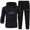 Men's Casual Sports Hoodie Set 2024 with Heart Rate Print
