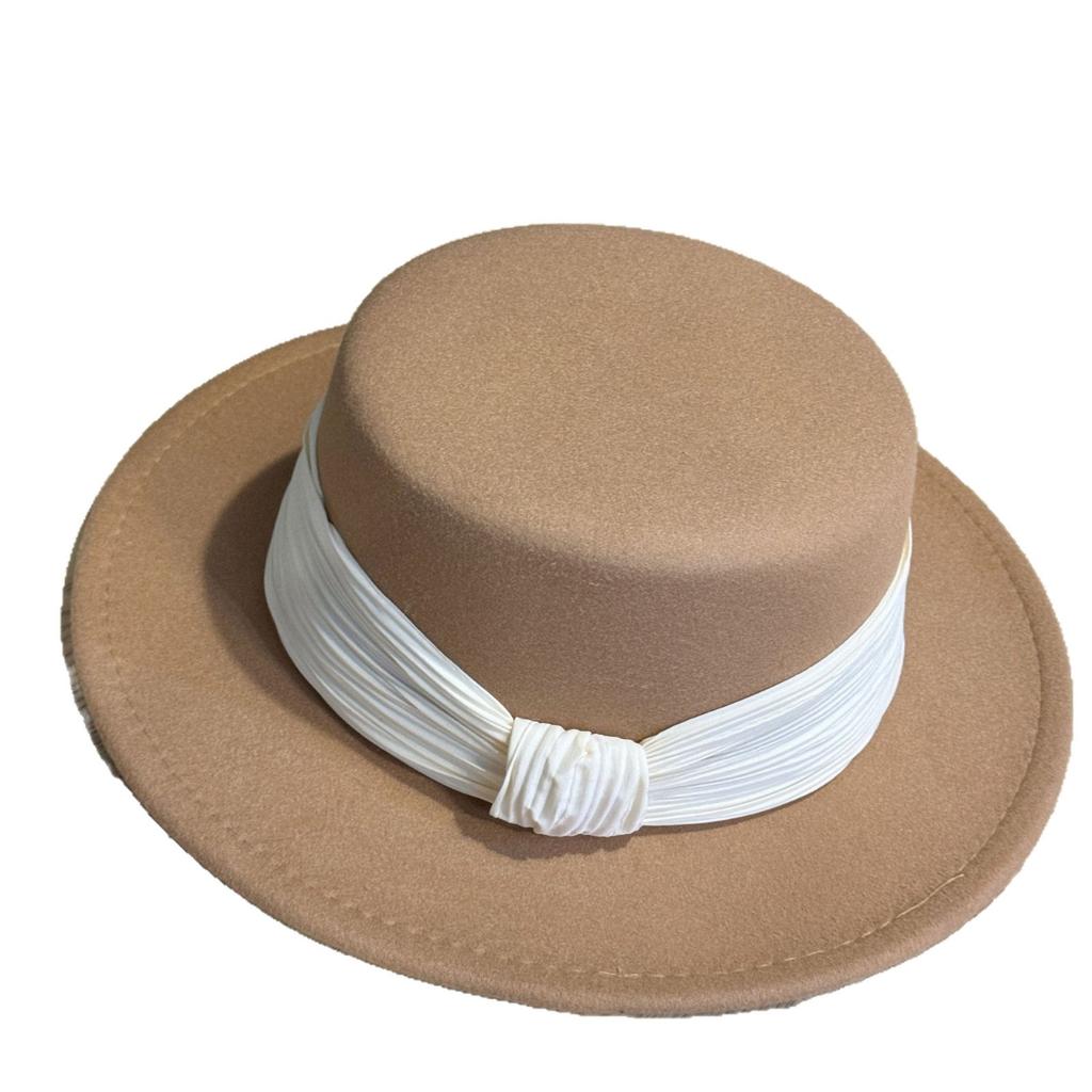 Chapeau haut de forme en laine française à ruban doré pour femmes Automne et Hiver Chaud Luxe Léger Chapeau de jazz Chaud Chapeau de mode rétro français