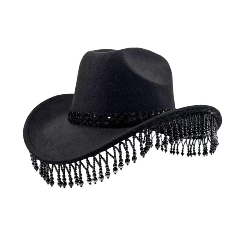 

Trendy Unisex Cowboy Bucket Hat Decorated with Faux Pearls Detailing And Compact Travel Friendly Design чорний