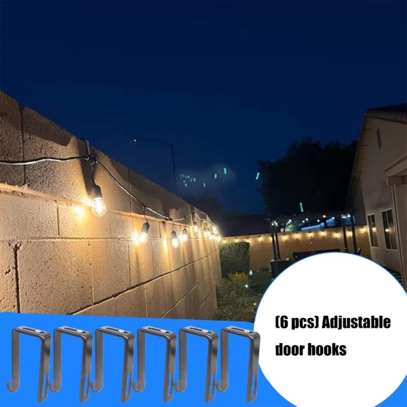6 Pezzi Gancio Regolabile per Muro in Cemento Robusto Gancio a Pinza in Ferro Decorazioni Luminose da Esterno Resistente alle Intemperie
