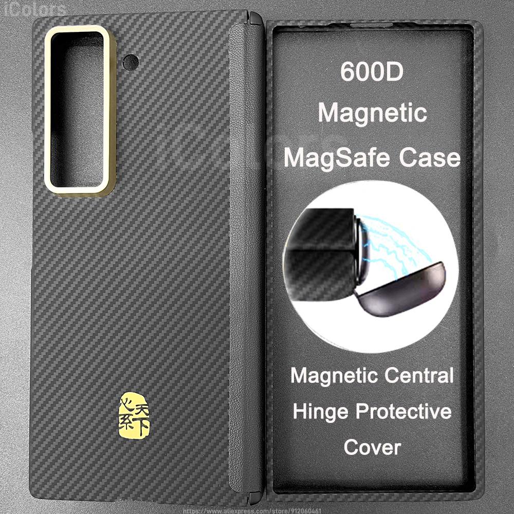 Magsafe Case For Samsung Galaxy Z Fold Special /W25 Central Axis Hinge Magnetic Cover Aramid Carbon Fiber Case Hinge Cover