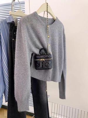 2025 Damen Reine Wolle Rundhals Strickjacke - Herbst/Winter Figurformender Strick Kaschmir Pullover Mantel