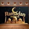 Mosque Backdrop Black And Gold Mubarak Banner Ramadan Banner Themed Ramadan Mubarak Decorations For Event Decor Photography Prop