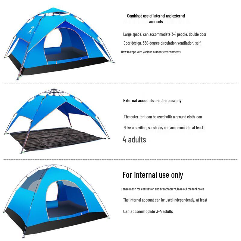 Portable 3-4 Person Camping Tent